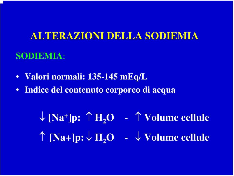 contenuto corporeo di acqua [Na + ]p: H 2