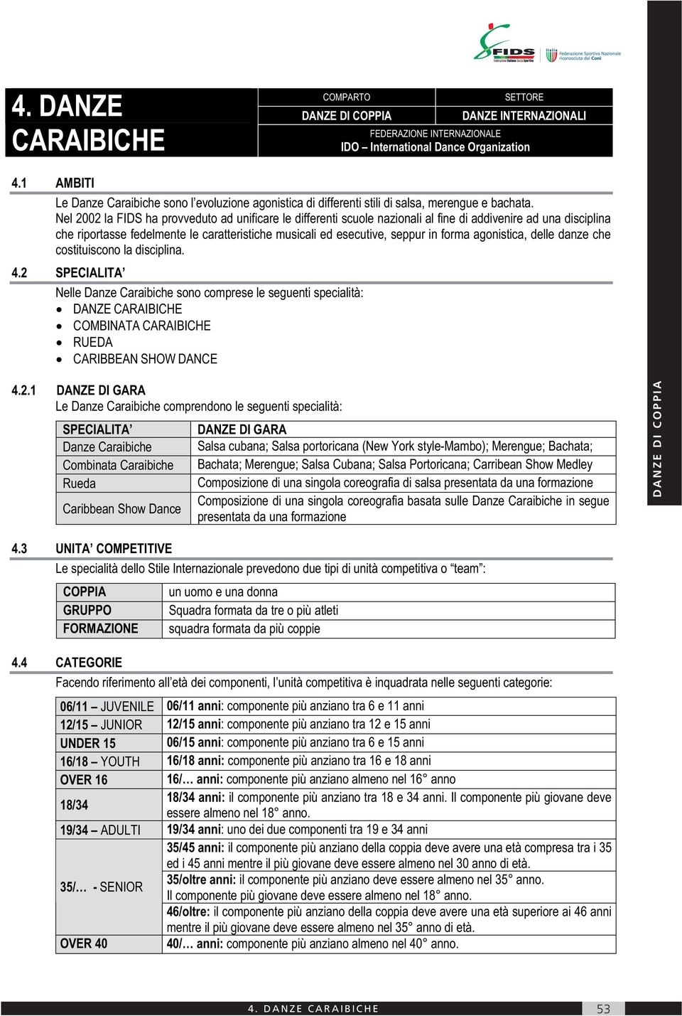 Nel 2002 la FIDS ha provveduto ad unificare le differenti scuole nazionali al fine di addivenire ad una disciplina che riportasse fedelmente le caratteristiche musicali ed esecutive, seppur in forma