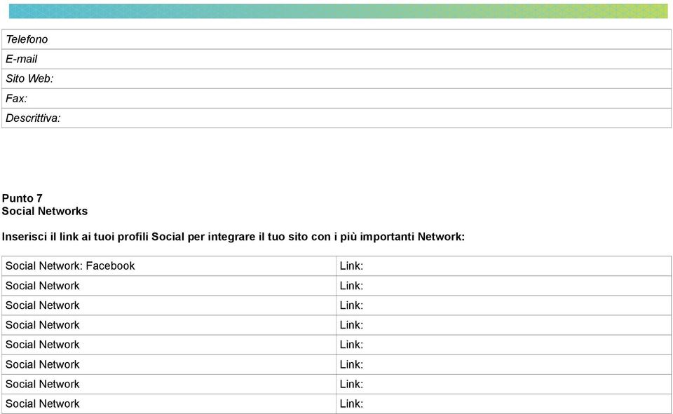 ai tuoi profili Social per integrare il