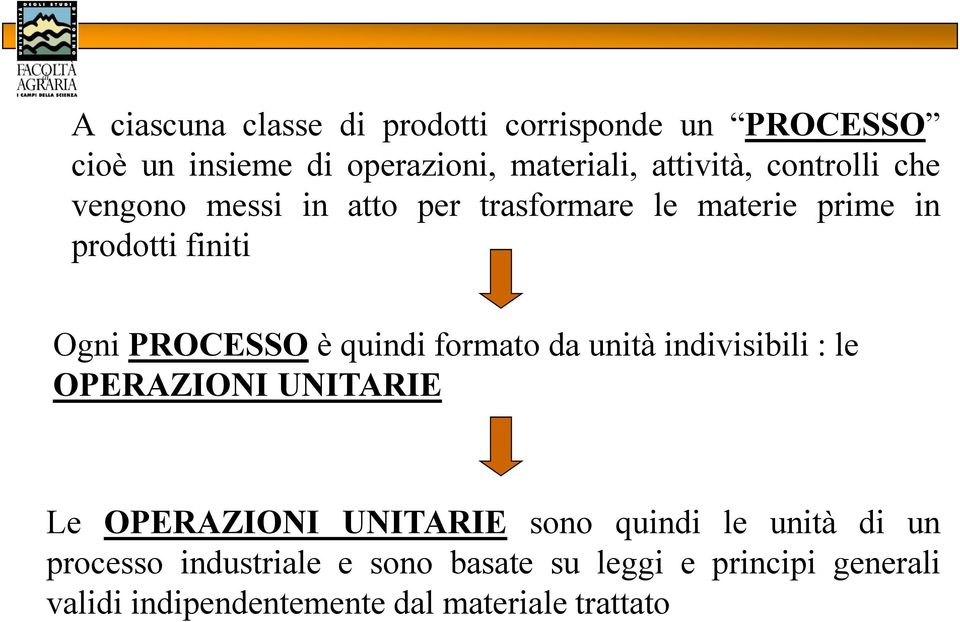 quindi formato da unità indivisibili : le OPERAZIONI UNITARIE Le OPERAZIONI UNITARIE sono quindi le unità