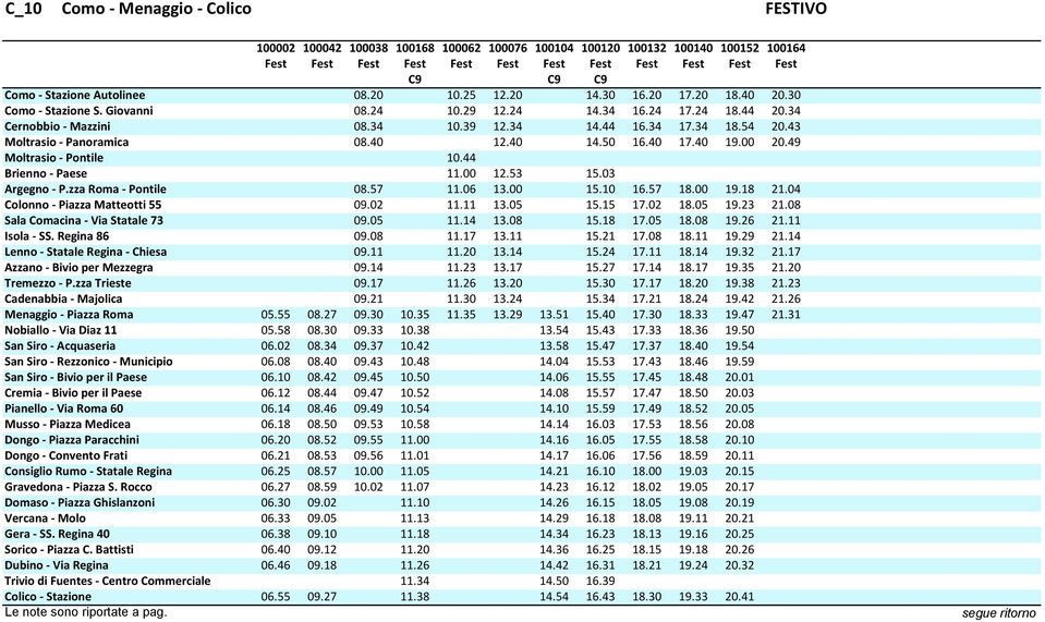 34 18.54 20.43 Moltrasio - Panoramica 08.40 12.40 14.50 16.40 17.40 19.00 20.49 Moltrasio - Pontile 10.44 Brienno - Paese 11.00 12.53 15.03 Argegno - P.zza Roma - Pontile 08.57 11.06 13.00 15.10 16.