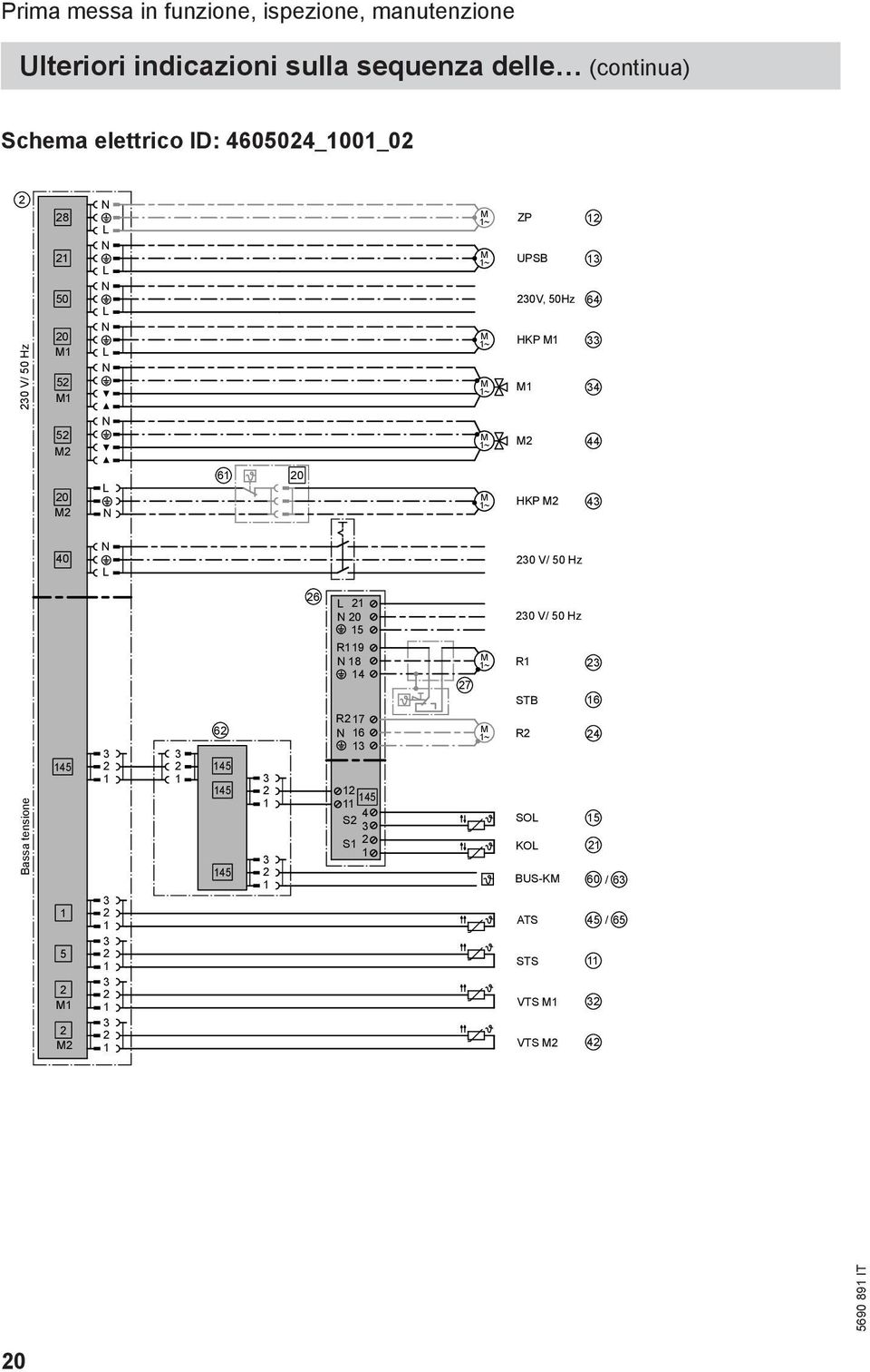 M2 43 40 N L 230 V/ 50 Hz Bassa tensione 145 1 5 2 M1 2 M2 3 2 1 3 2 1 3 2 1 3 2 1 3 2 1 3 2 1 62 145 145 145 3 2 1 3 2 1 26 L 21 N 20 15 R119 N 18 14