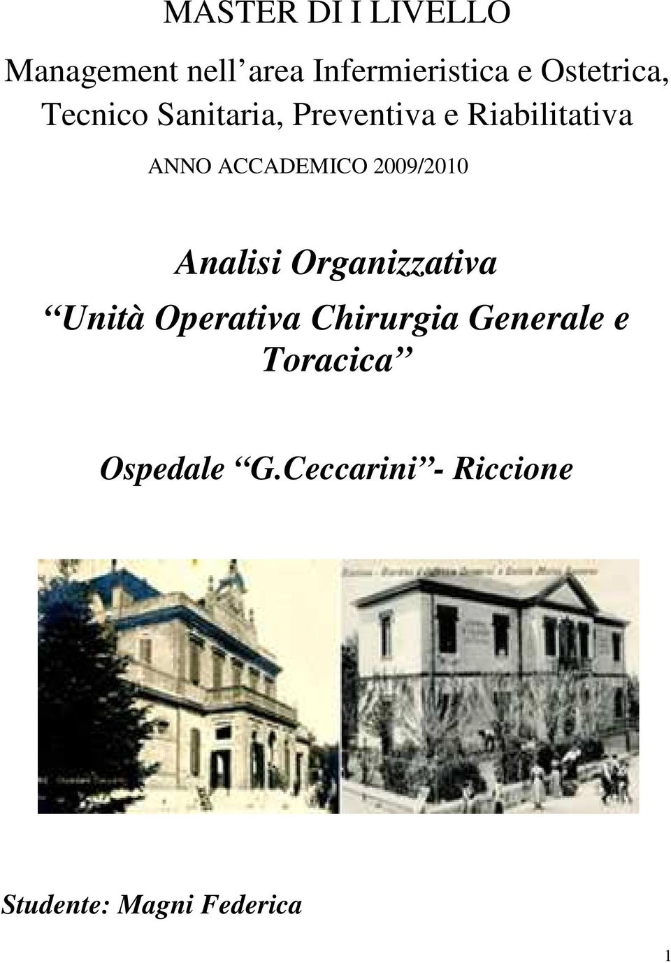 ACCADEMICO 2009/2010 Analisi Organizzativa Unità Operativa