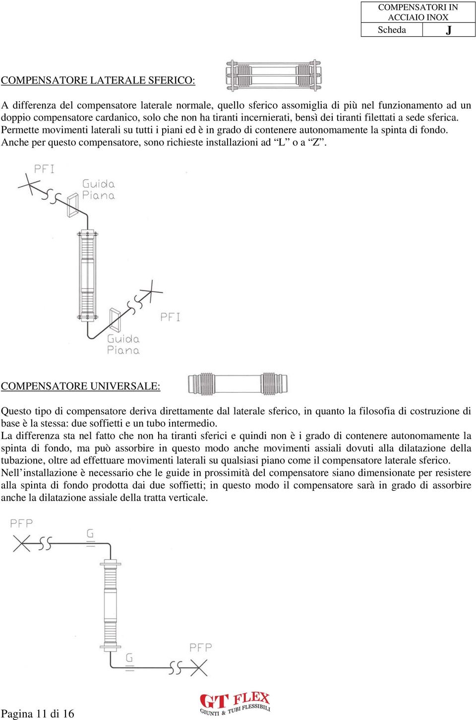 Anche per questo compensatore, sono richieste installazioni ad L o a Z.