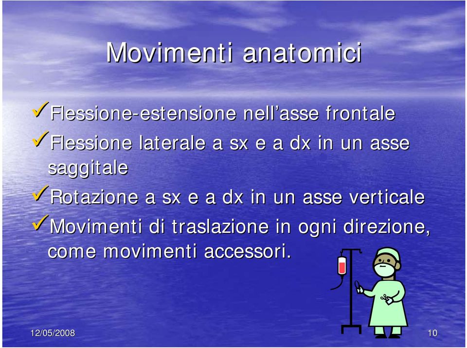 Rotazione a sx e a dx in un asse verticale Movimenti di