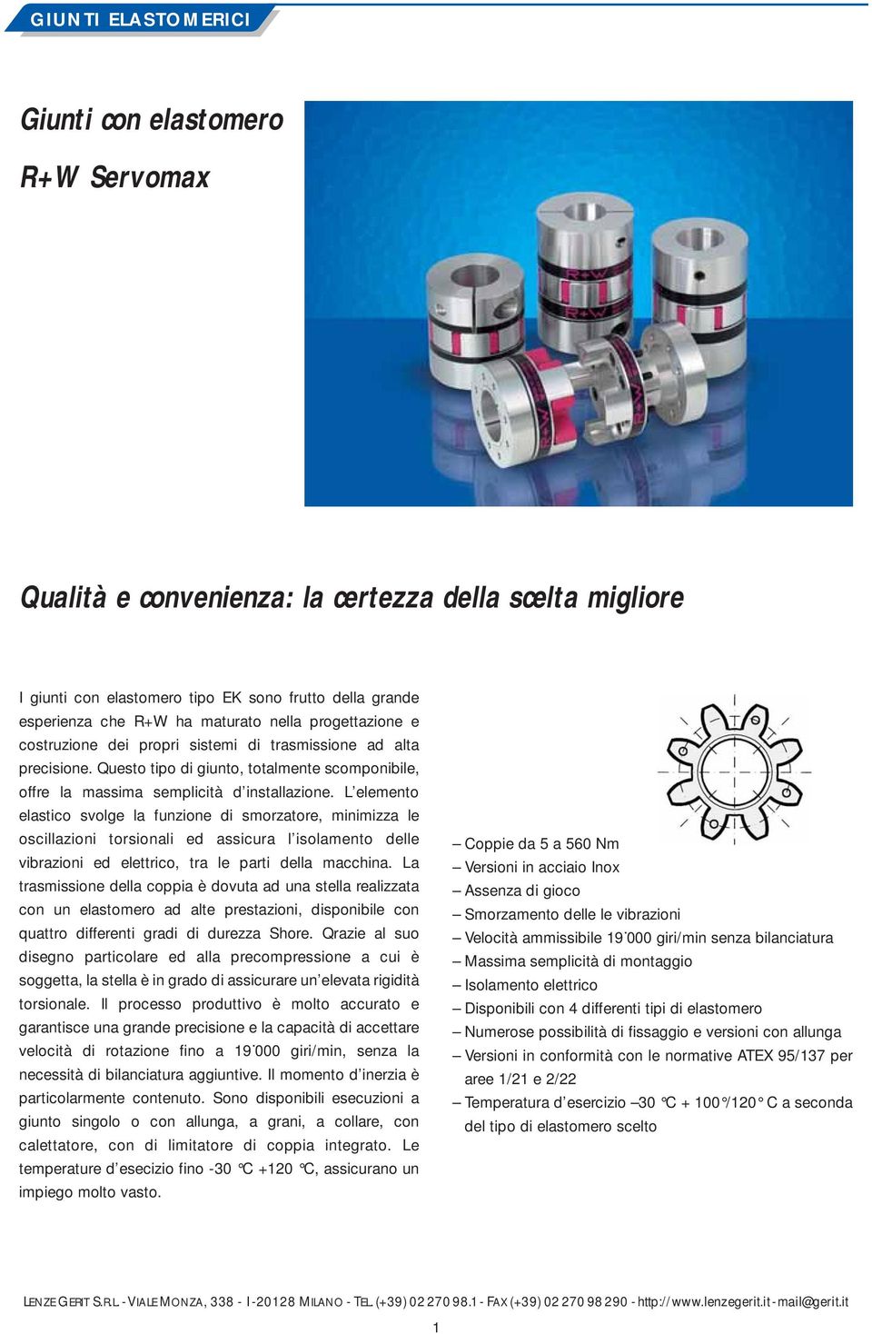 L elemento elastico svolge la funzione di smorzatore, minimizza le oscillazioni torsionali ed assicura l isolamento delle vibrazioni ed elettrico, tra le parti della macchina.