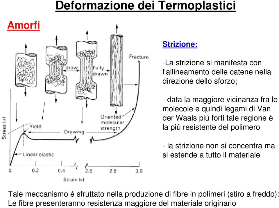 regione è la più resistente del polimero - la strizione non si concentra ma si estende a tutto il materiale Tale