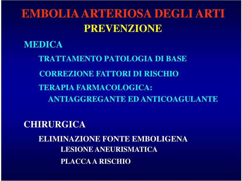 FARMACOLOGICA: ANTIAGGREGANTE ED ANTICOAGULANTE CHIRURGICA