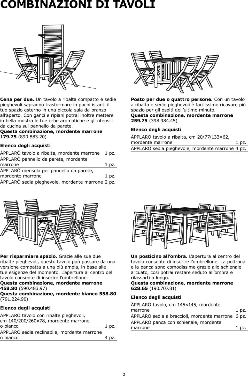 20) ÄPPLARÖ tavolo a ribalta, ÄPPLARÖ pannello da parete, mordente marrone ÄPPLARÖ mensola per pannello da parete, ÄPPLARÖ sedia pieghevole, 2 pz. Posto per due o quattro persone.