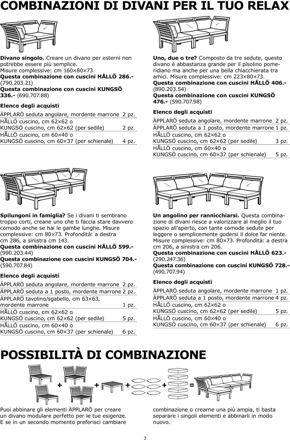 HÅLLÖ cuscino, cm 60 40 o KUNGSÖ cuscino, cm 60 37 (per schienale) 4 pz. Uno, due o tre?