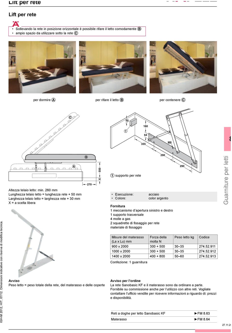 Altezza telaio letto: min.