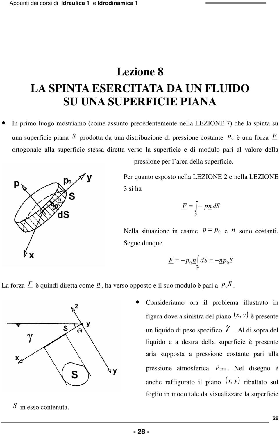 Per qunto esposto nell LEZIONE e nell LEZIONE si h pn d Nell situzione in ese p p e n sono costnti. egue dunque p n d np L orz è quindi dirett coe n, h verso opposto e il suo odulo è pri p.