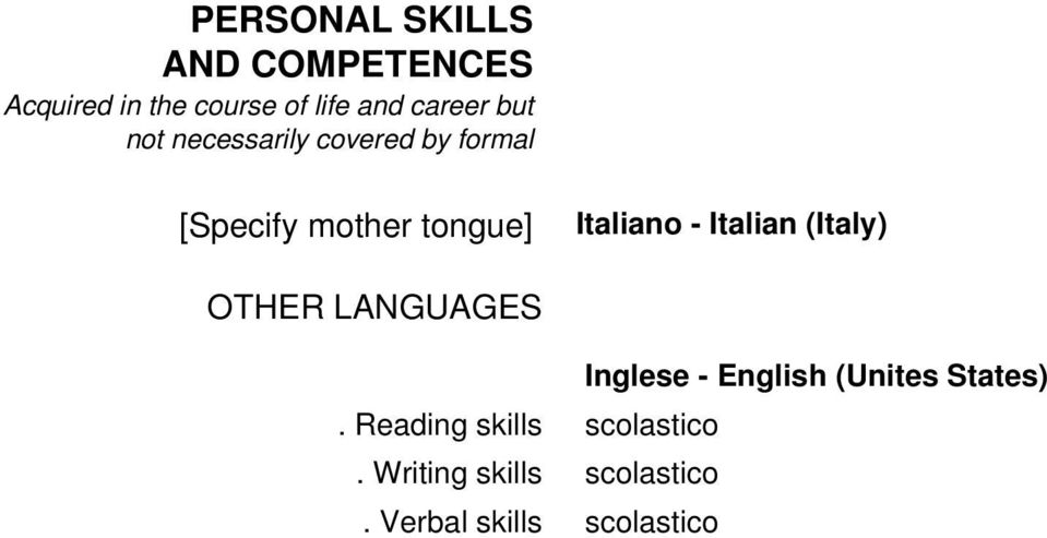 Italiano - Italian (Italy) OTHER LANGUAGES. Reading skills.