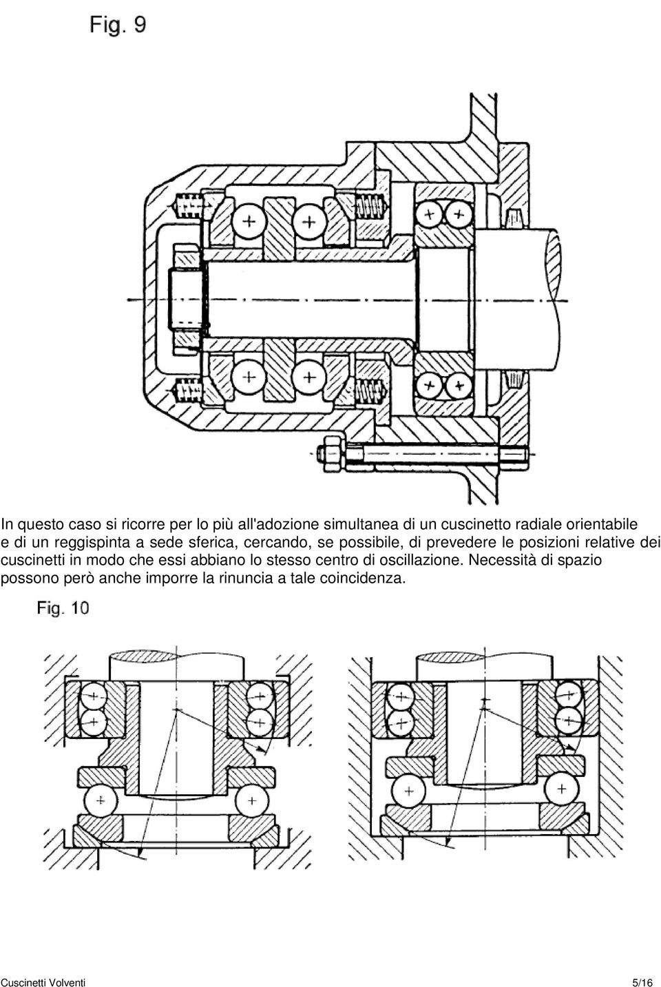 posizioni relative dei cuscinetti in modo che essi abbiano lo stesso centro di oscillazione.