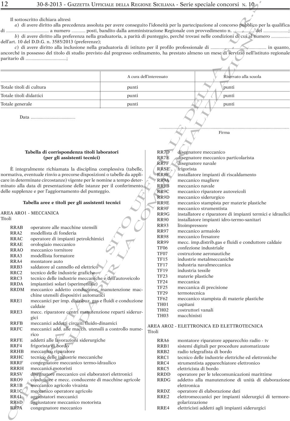 .. posti, bandito la amministrazione Regione con provvedimento n.... del...; b) di avere diritto la preferenza nella graduatoria, a parità di punteggio, perché trovasi nelle condizioni di cui numero.