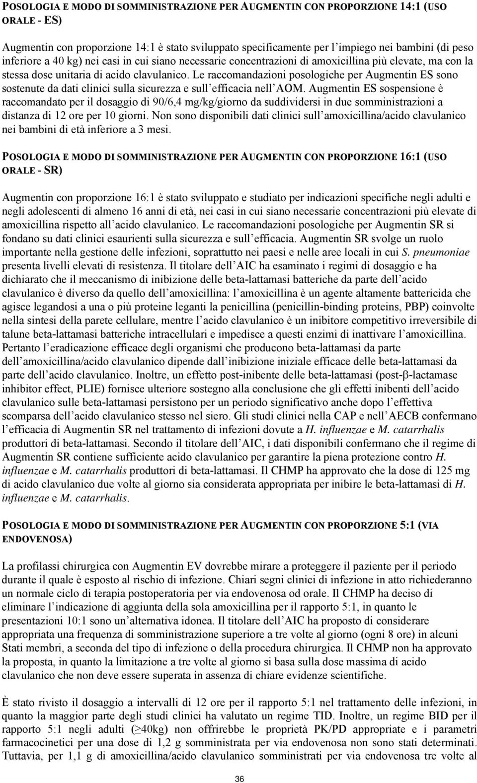 Le raccomandazioni posologiche per Augmentin ES sono sostenute da dati clinici sulla sicurezza e sull efficacia nell AOM.