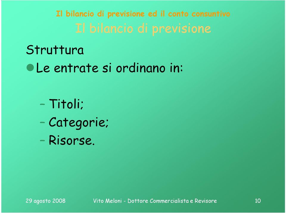 ordinano in: Titoli; Categorie; Risorse.