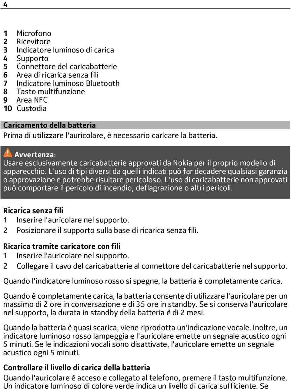 Avvertenza: Usare esclusivamente caricabatterie approvati da Nokia per il proprio modello di apparecchio.