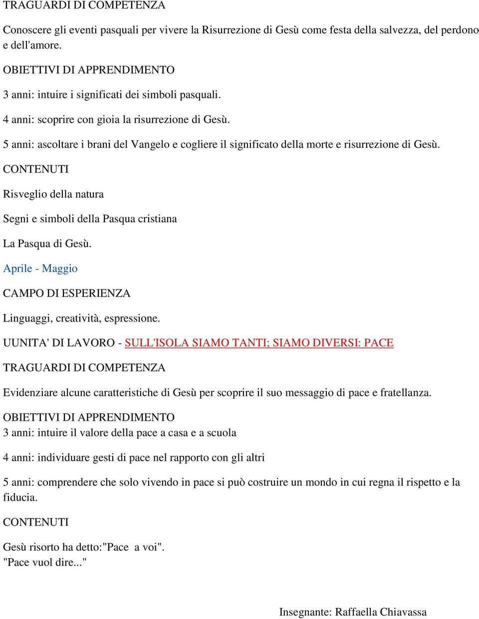 Risveglio della natura Segni e simboli della Pasqua cristiana La Pasqua di Gesù. Aprile - Maggio Linguaggi, creatività, espressione.