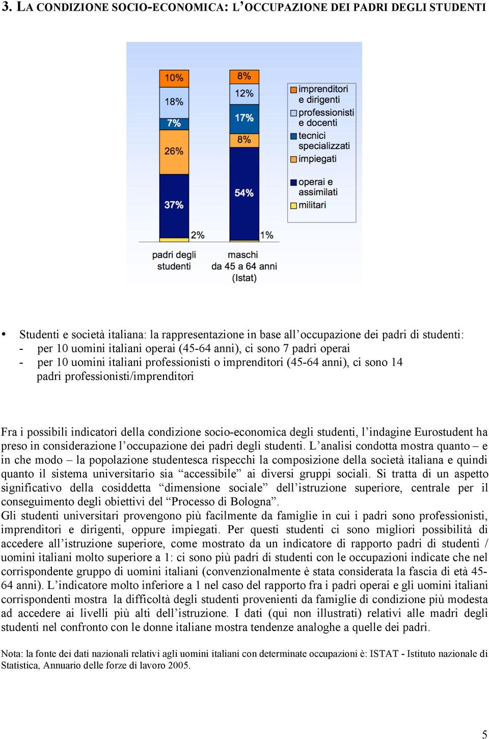 condizione socio-economica degli studenti, l indagine Eurostudent ha preso in considerazione l occupazione dei padri degli studenti.