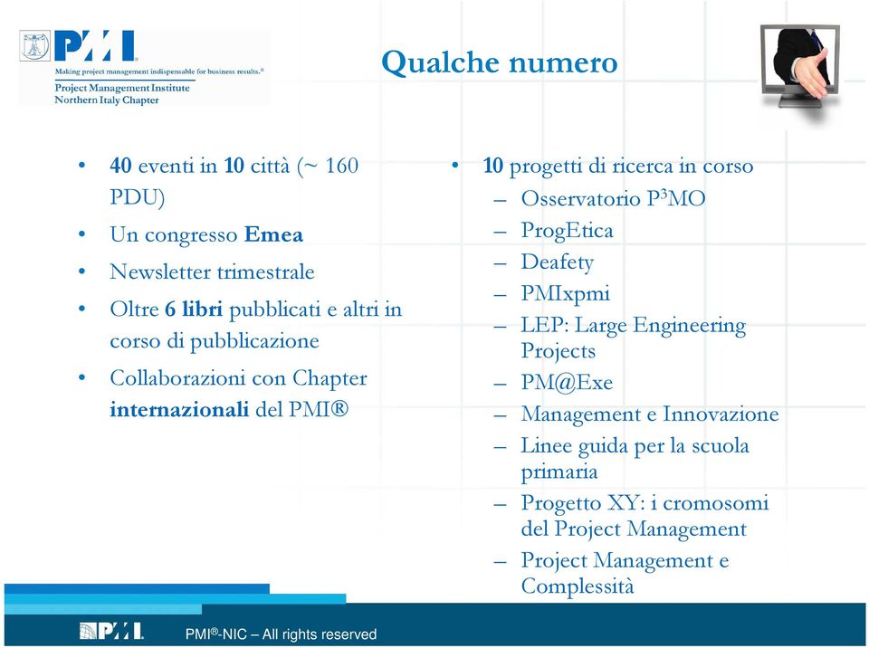 ricerca in corso Osservatorio P 3 MO ProgEtica Deafety PMIxpmi LEP: Large Engineering Projects PM@Exe Management