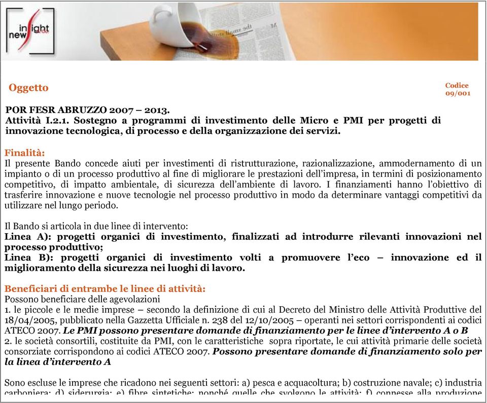 impresa, in termini di posizionamento competitivo, di impatto ambientale, di sicurezza dell ambiente di lavoro.