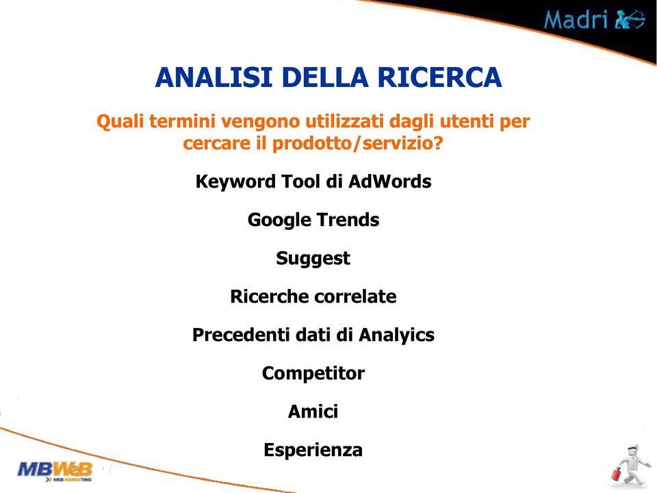 Keyword Tool di AdWords Google Trends Suggest Ricerche