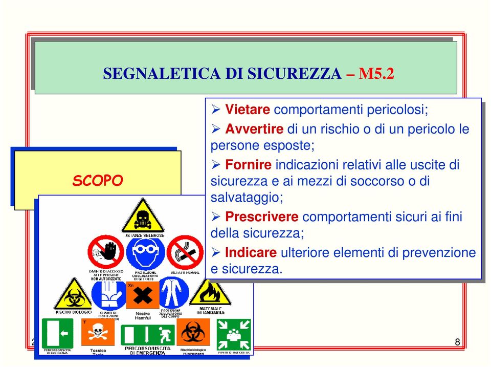 persone esposte; Fornire indicazioni relativi alle alle uscite di di sicurezza e ai ai mezzi di di