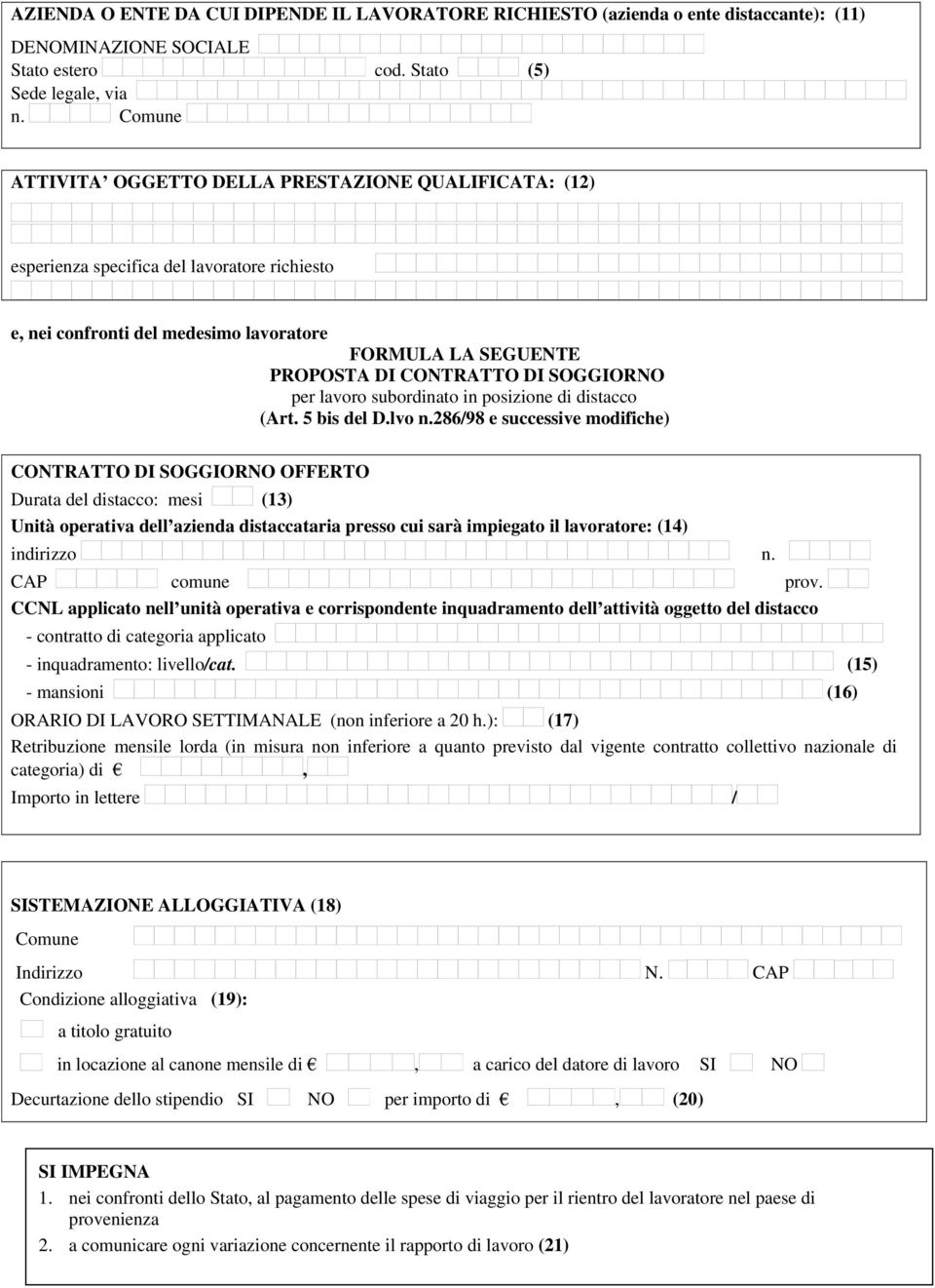 SOGGIORNO per lavoro subordinato in posizione di distacco (Art. 5 bis del D.lvo n.