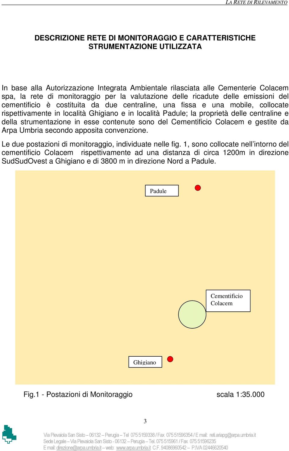 Padule; la proprietà delle centraline e della strumentazione in esse contenute sono del Cementificio Colacem e gestite da Arpa Umbria secondo apposita convenzione.