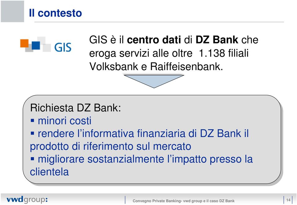 Richiesta DZ Bank: minori costi rendere l informativa finanziaria di di DZ Bank il il