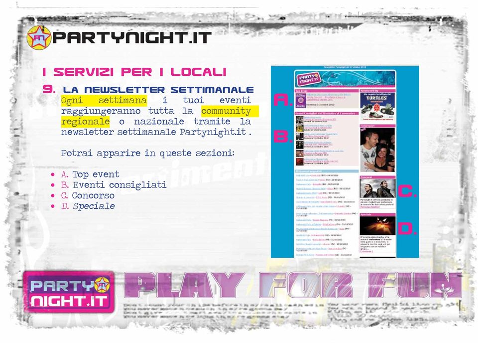 newsletter settimanale Partynight.it.