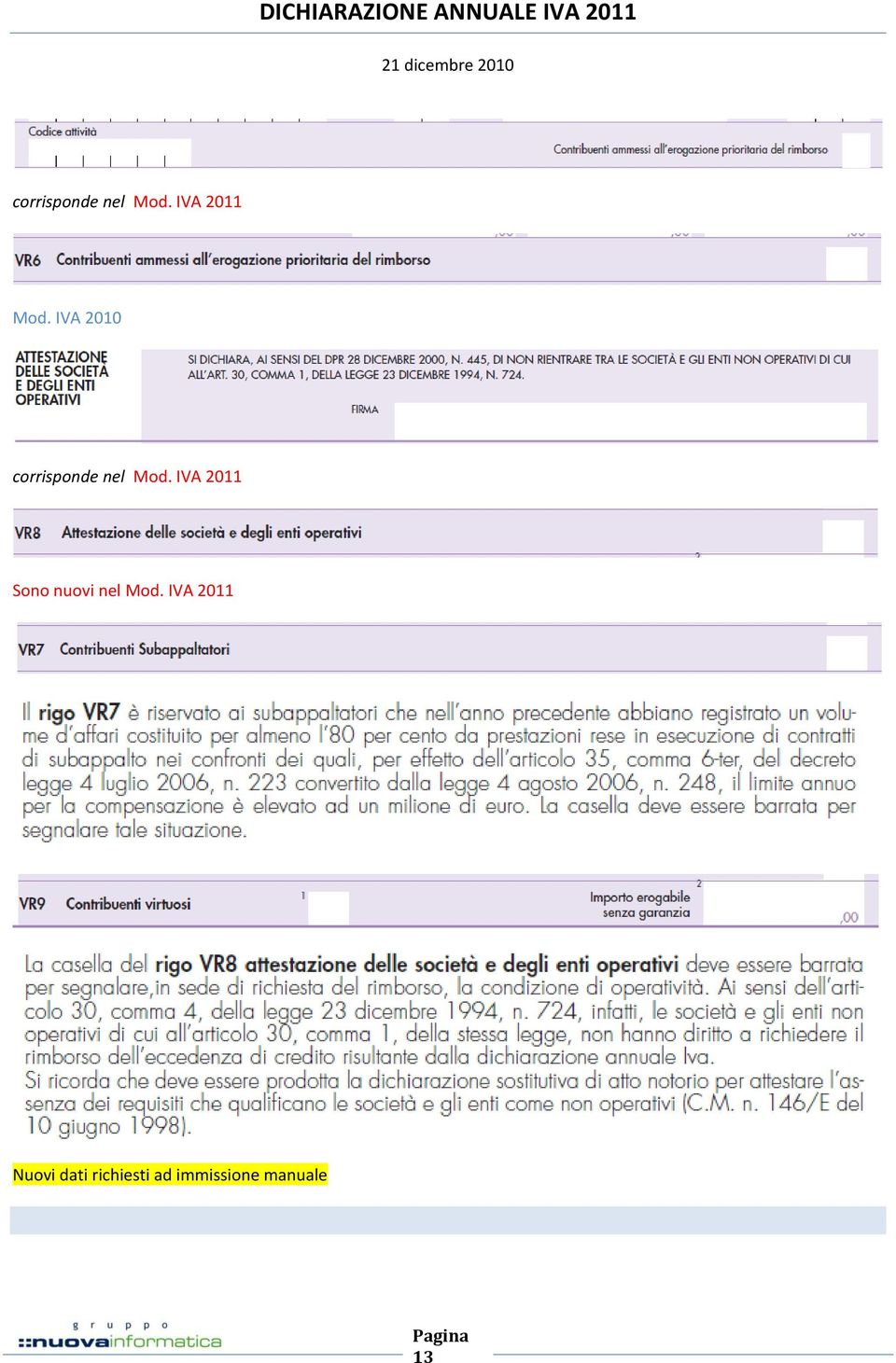 IVA 2011 Sono nuovi nel Mod.