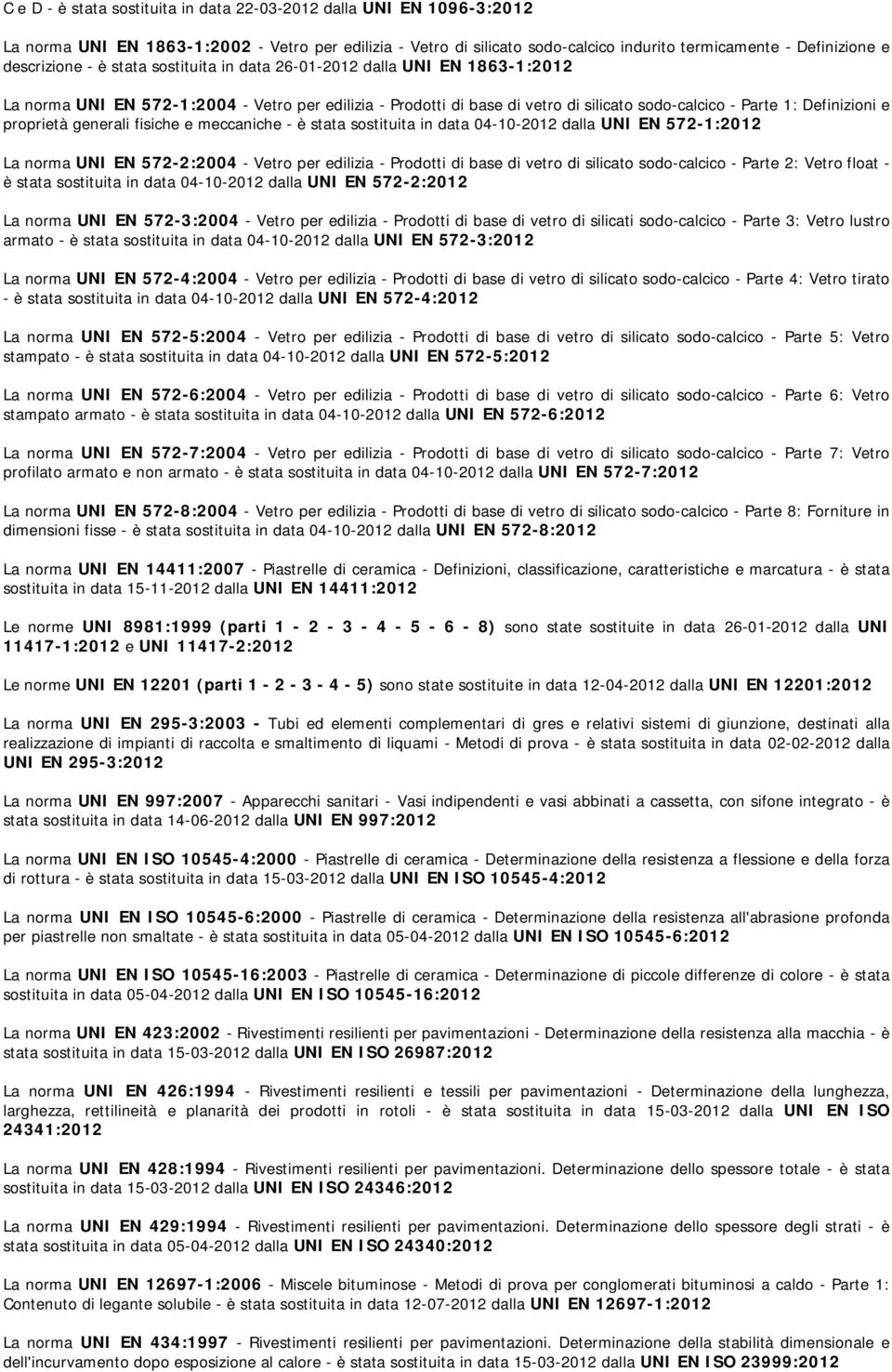 Definizioni e proprietà generali fisiche e meccaniche - è stata sostituita in data 04-10-2012 dalla UNI EN 572-1:2012 La norma UNI EN 572-2:2004 - Vetro per edilizia - Prodotti di base di vetro di