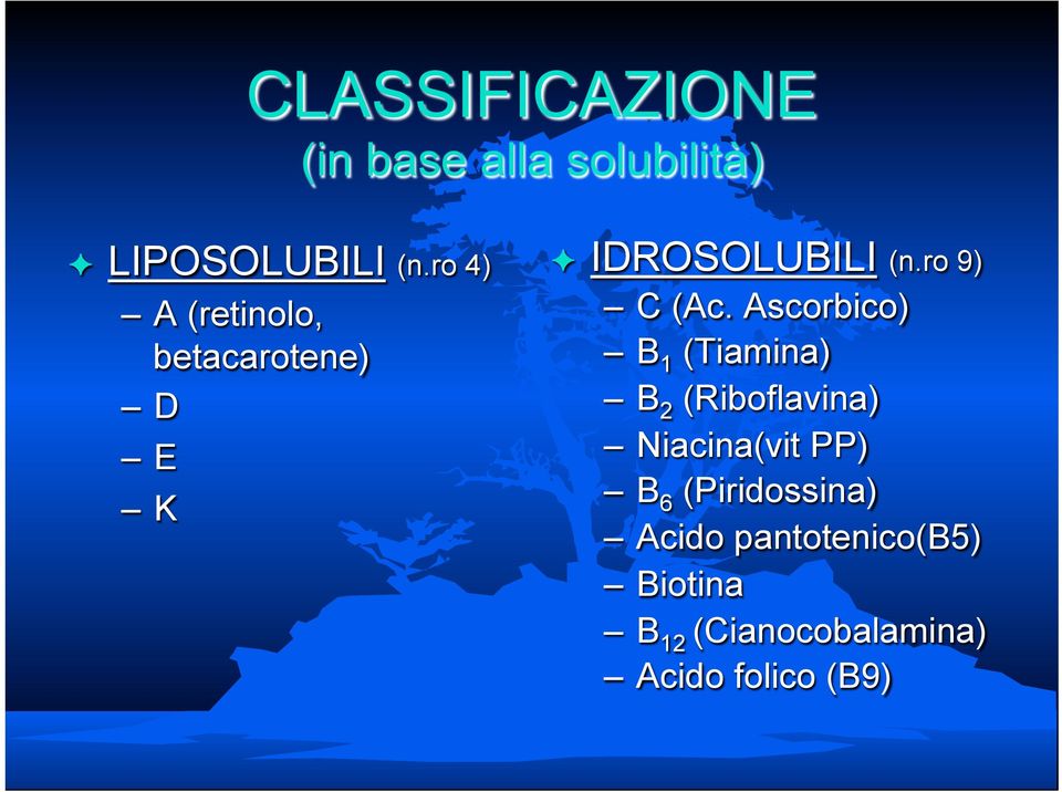 Ascorbico) B 1 (Tiamina) B 2 (Riboflavina) Niacina(vit PP) B 6