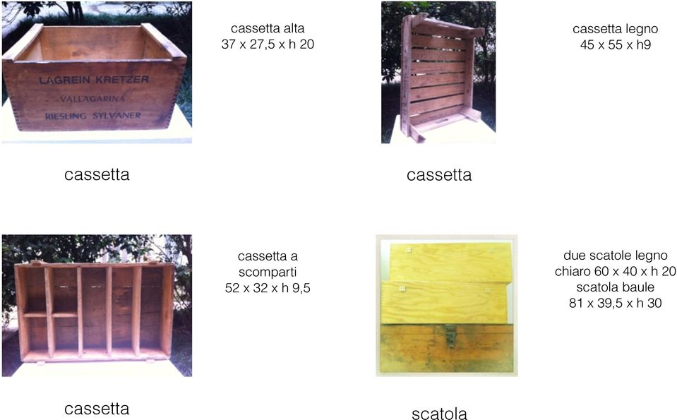 scomparti 52 x 32 x h 9,5 due scatole legno