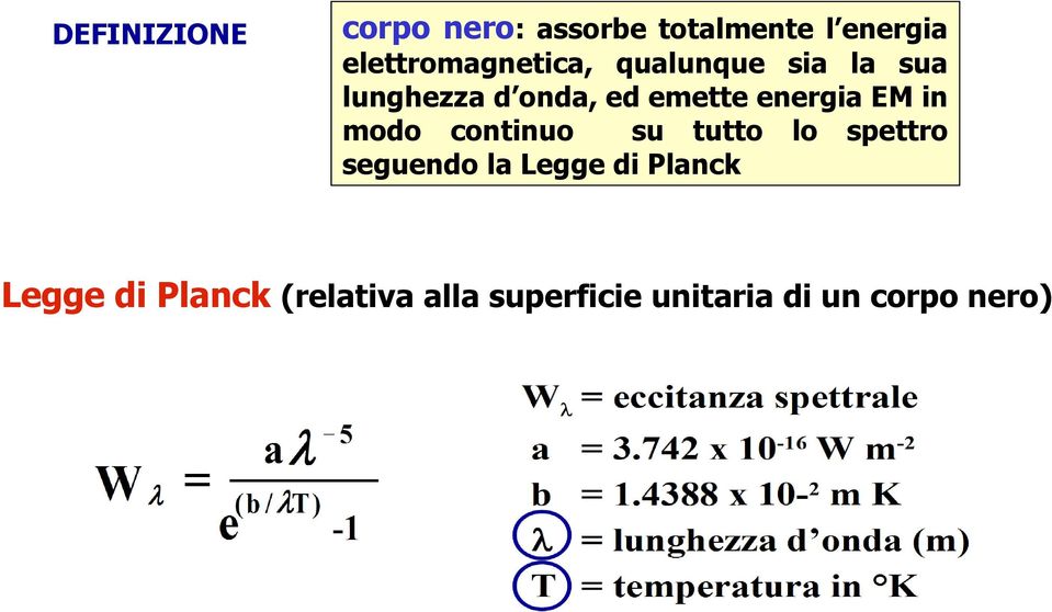 emette energia EM in modo continuo su tutto lo spettro seguendo