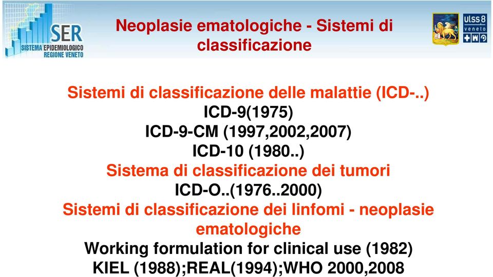 .) Sistema di classificazione dei tumori ICD-O..(1976.