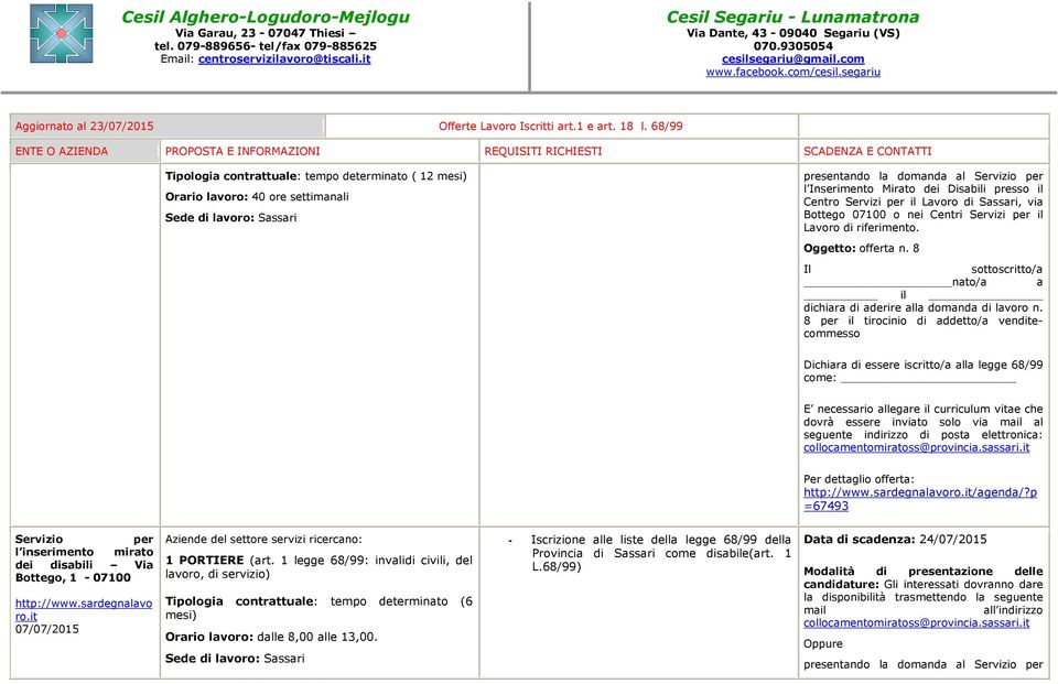 Ente O Azienda Proposta E Informazioni Requisiti Richiesti