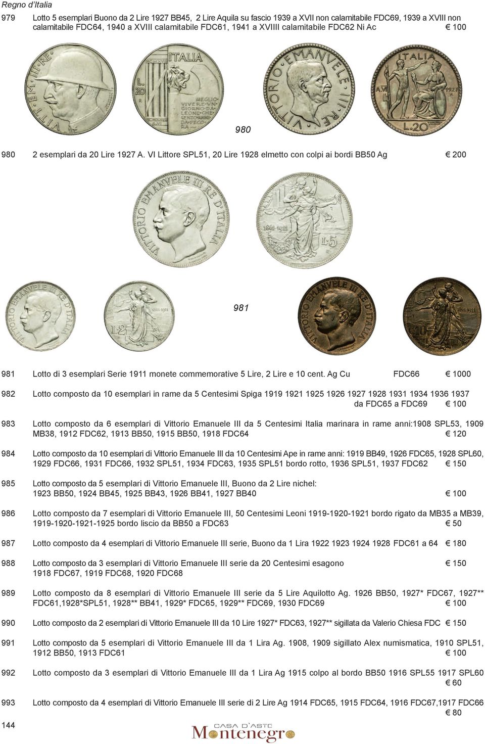 VI Littore SPL51, 20 Lire 1928 elmetto con colpi ai bordi BB50 Ag 200 981 981 Lotto di 3 esemplari Serie 1911 monete commemorative 5 Lire, 2 Lire e 10 cent.