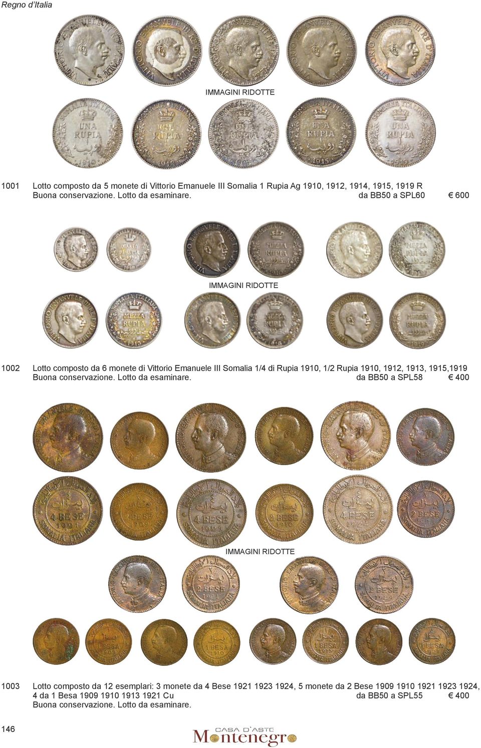 da bb50 a spl60 600 Immagini ridotte 1002 lotto composto da 6 monete di Vittorio Emanuele III Somalia 1/4 di Rupia 1910, 1/2 Rupia 1910, 1912, 1913,