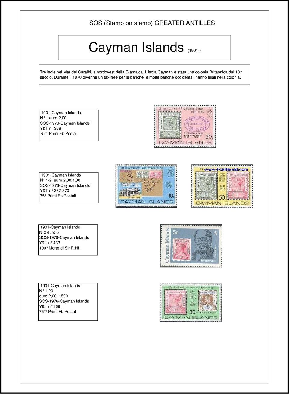 1901-Cayman Islands N 1 euro 2,00, SOS-1976-Cayman Islands Y&T n 368 75 Primi Fb Postali 1901-Cayman Islands N 1-2 euro 2,00,4,00 SOS-1976-Cayman Islands