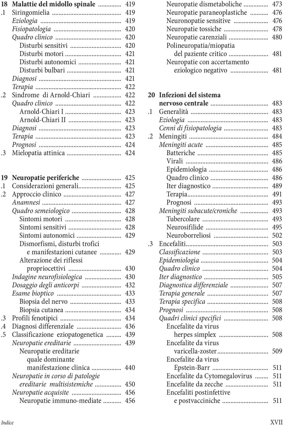 .. 423 Prognosi... 424.3 Mielopatia attinica... 424 19 Neuropatie periferiche... 425.1 Considerazioni generali... 425.2 Approccio clinico... 427 Anamnesi... 427 Quadro semeiologico.