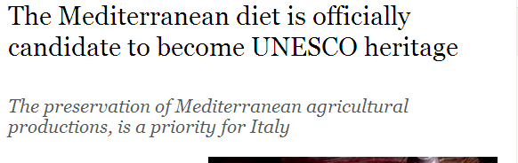 CONCLUSIONI Dieta Mediterranea Patrimonio Culturale dell Umanità E