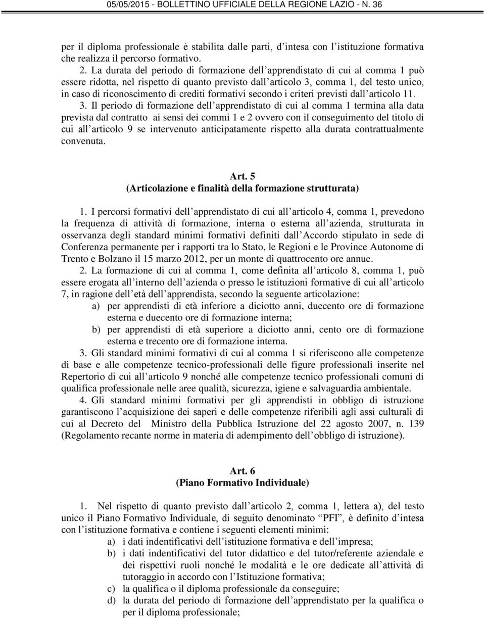 crediti formativi secondo i criteri previsti dall articolo 11. 3.