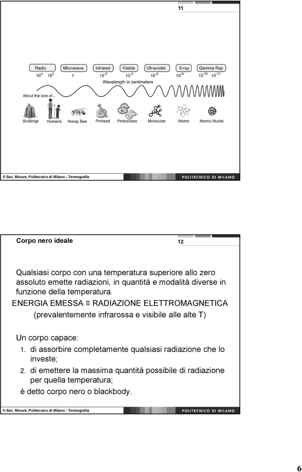 ENERGIA EMESSA RADIAZIONE ELETTROMAGNETICA (prevalentemente infrarossa e visibile alle alte T) Un corpo capace: 1.