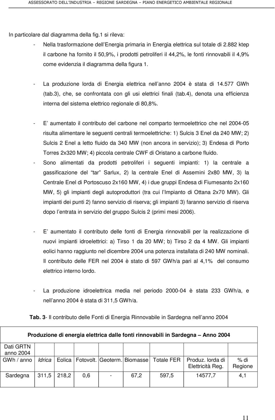 - La produzione lorda di Energia elettrica nell anno 2004 è stata di 14.577 GWh (tab.3), che, se confrontata con gli usi elettrici finali (tab.