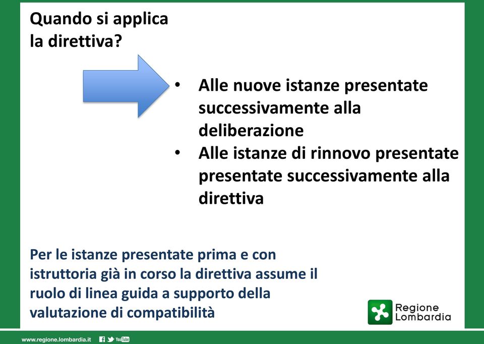 rinnovo presentate presentate successivamente alla direttiva Per le istanze