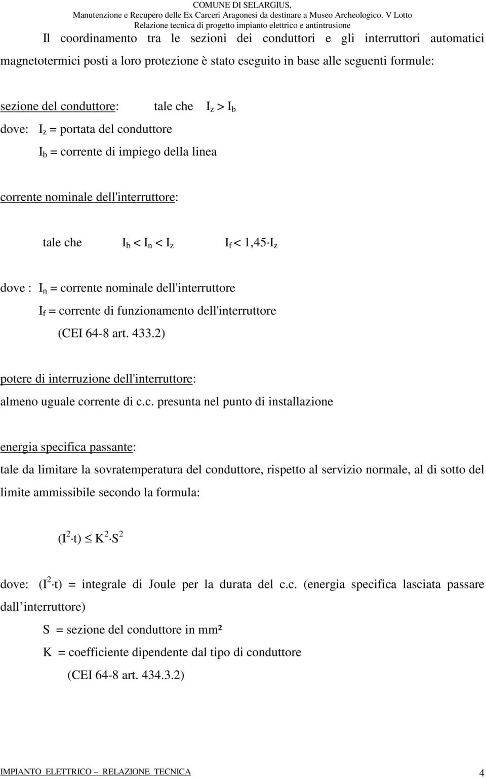 dell'interruttore I f = co