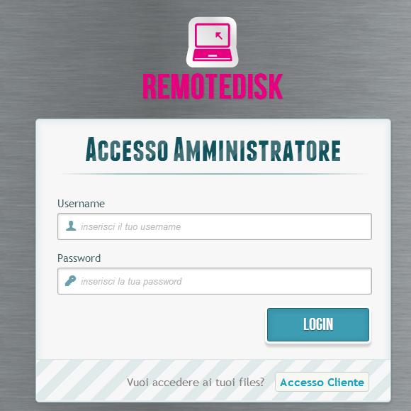 AREA DI GESTIONE UTENTI/CARTELLE 1. Collegarsi al sito http://remotedisk.hextra.it 2.